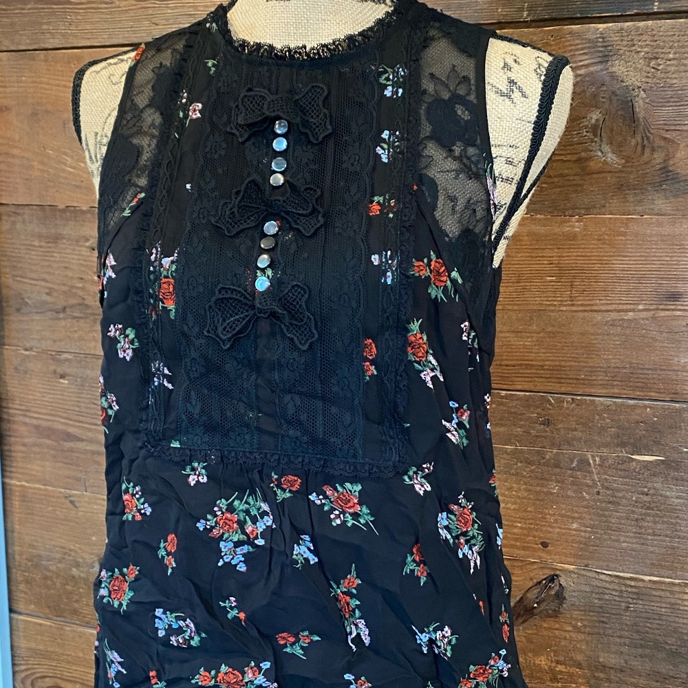 COACH Black Cross-Stitch Top with Bows